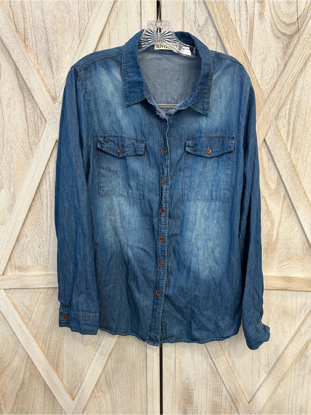 Casual Blue Denim Button-Down Shirt